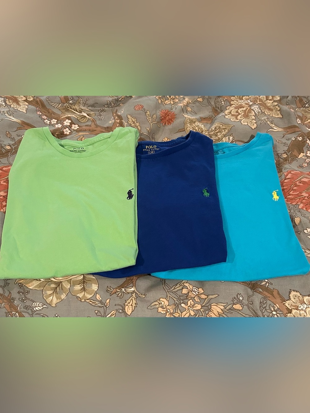 Polo by Ralph Lauren Men’s Short-Sleeve Crewneck T-Shirt - Lime/Blue/Turquoise